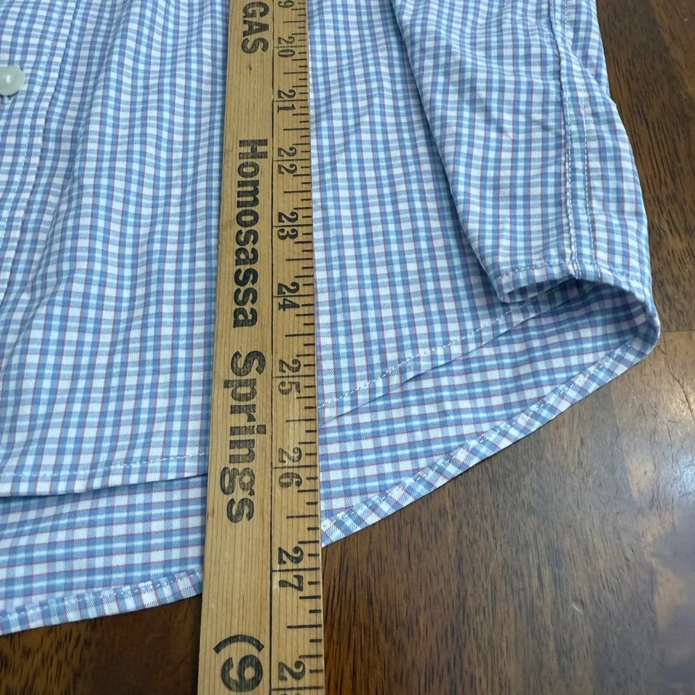 UNTUCKit Mens Medium Slim Fit Blue Gingham Performance Stretch Button Down Shirt